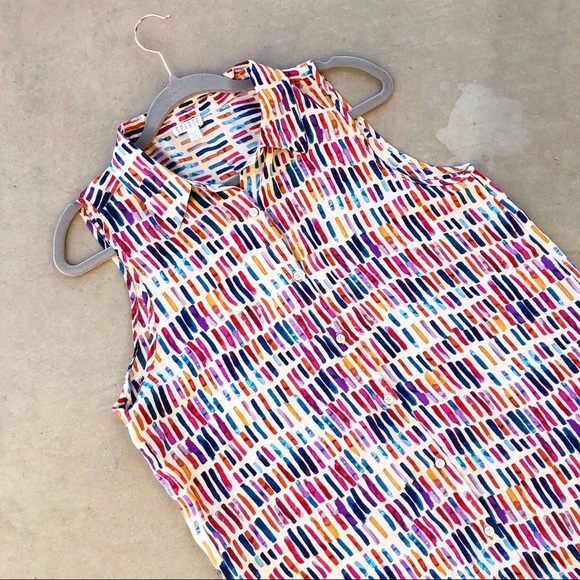 Spense Tops - SPENSE Multicolor Longline Button Down Tunic Top